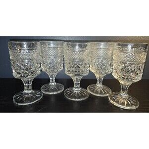 Vintage Anchor Hocking Clear Glass Wexford Wine Juice Goblets 5 3/8"